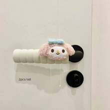 Sanrio مجموعة من 2 قطعة غطاء واقي لمقبض الباب بتصميم ميميلودي، ديكور كرتوني كاواييي لحماية الباب من الاصطدام، ديكور منزلي مضاد للكهرباء الساكنة لحماية الجدران في غرفة النوم وغرفة المعيشة