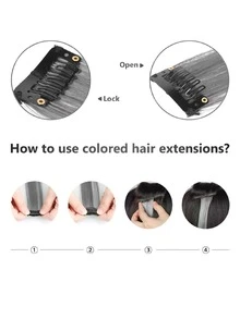 10pcs Colored Clip-In Hair Extensions For Women's Straight Hair, Black+Ash Brown, 22 Inches, Highlights Effect, Perfect For Daily Wear, Parties, Costumes & Cosplays - Black Ombre - View 4