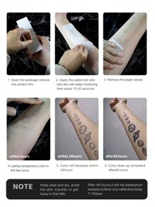 1pc Henna Star Moon Herbal Semi-Permanent Tattoo Sticker, Water-Resistant, Sweat-Resistant, Non-Reflective, Lasting 7-14 Days, Elegant Moon Design For Arms, Waist And Legs Of Women