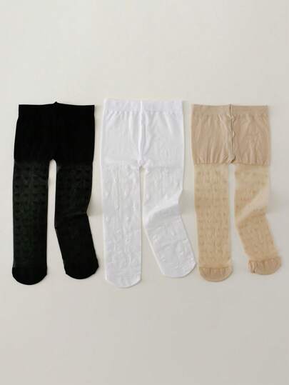 3 Pairs Super Thin Stirrup Dance Tights, Stretchy Leggings Suitable For Girls