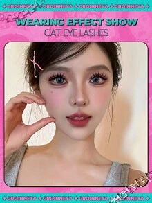 GROINNEYA Manga Lashes 5 Cặp Faux Mink Lashes Full Strip Lông mi Công cụ trang điểm mở rộng lông mi thực tế tự nhiên có cánh mềm (LY13) - màu đen - Xem 2