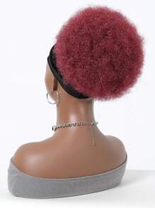 1 pieza de chongo afro rizado rojo vino con cordón para mujeres con cabello corto africano retorcido, extensiones de cabello sintético con apariencia natural para peinados elevados y cola de caballo para niñas - Burdeos - Ver 3