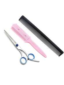 3pcs Haircutting Tools Set Including Hair Comb, Scissors, Hair Trimmer, Cutting Scissors, Tooth Scissors, Thinning Scissors, And Bangs Clipper. - Multicolor - View 9