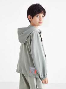 Annil Boys' Hooded Woven Jacket Coat, Olive Green