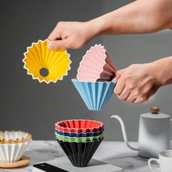 1 pieza Filtro de café de cerámica en forma cónica con soporte, embudo y accesorios - Herramienta para hacer café por goteo, suministros escolares para volver a la escuela