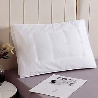 1pc Double Layer And Three-Dimensional Protection Feather Velvet Pillow, Comfortable And Fluffy, Neck And Pressure Relief, Suitable For Home, Bedroom, Dormitory, Hotel, Fashionable Home Decor