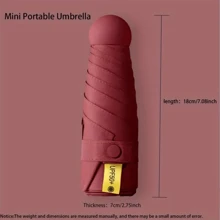 Claret Ultra-Light Portable Capsule Umbrella, UV Protection, Mini 5-Fold Umbrella, Suitable For School, Office, Home, Travel, Back To School, Summer Cooling, Beach Leisure, Spring Summer Picks, Brides Maid Gifts, Room, Bedroom Decor, Bedroom Decor, Beach, Travel, For Men, For Women, Vacation,Cute Stuff,Mother's Day Gift,Bedroom Decor,Garden,Kitchen Decor,Summer,Beach,Travel Essentials,Room Decor,Squishy,Graduation - Burgundy - View 20
