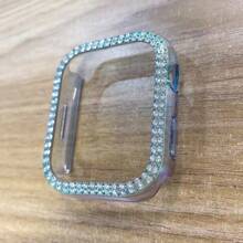 1 个双扣水钻嵌入式半盖 PC 表壳适用于 38/40/41/42/44/45/49 毫米 Apple Watch Ultra/SE/9/8/7/6/5/4/3/2/1，防刮擦、防震，兼容 Apple Watch Series 10 42 毫米 46 毫米