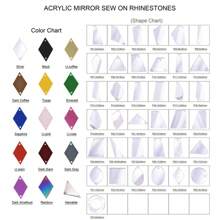 50 piezas de espejos de acrílico de calidad superior con formas y colores variados, piedras irregulares de cristales strass para coser en la ropa, para decoraciones de bodas DIY - P09 rosa claro - Ver 2