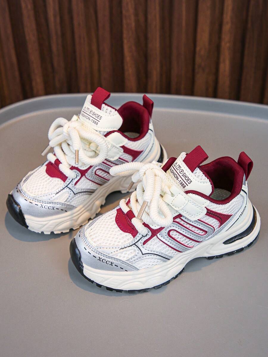 1 Pair Kids' Breathable Mesh Lace-Up Soft Bottom Non-Slip Casual Running Shoes, Lightweight Summer Sneakers For Big Children