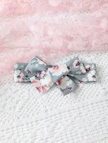 Vestido veraniego para bebé niña con parche floral dulce impreso y ribete de volantes y decoración de lazo, sin mangas - Rosa - Ver 6