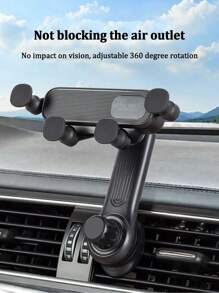 Black Car Phone Holder, Air Vent Gravity Navigation Mount For Vertical And Horizontal Viewing With 360° Rotation And Cartoon-Themed Extendable Arm, Mini Wholesale - Black - View 13