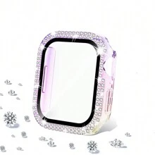 1 个双扣水钻嵌入式半盖 PC 表壳适用于 38/40/41/42/44/45/49 毫米 Apple Watch Ultra/SE/9/8/7/6/5/4/3/2/1，防刮擦、防震，兼容 Apple Watch Series 10 42 毫米 46 毫米