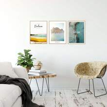 單片海岸風景啟發畫無框畫，北歐風格聚酯纖維浪花圖騰鳳梨長方形壁畫，適用於客廳、臥室、書房家居裝飾 - 彩色 - 查看 30