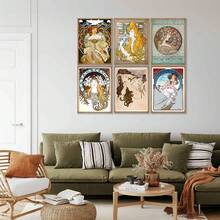 GJCD 1 Áp Phích In Hình Alphonse Mucha, Áp Phích Theo Phong Cách Tân Nghệ Thuật, Giấy In Ảnh Tranh Nghệ Thuật Treo Tường, Hình In Thẩm Mỹ Cổ Điển, Trang Trí Lãng Mạn, Tranh Treo Tường Tác Phẩm Nghệ Thuật Retro Cho Phòng Khách Phòng Ngủ Văn Phòng Nhà Bếp Phòng Trưng Bày Hành Lang Trang Trí Tường Nhà, Không Gọng - Nhiều màu - Xem 7