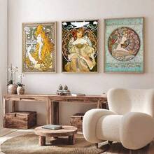 GJCD 1 Áp Phích In Hình Alphonse Mucha, Áp Phích Theo Phong Cách Tân Nghệ Thuật, Giấy In Ảnh Tranh Nghệ Thuật Treo Tường, Hình In Thẩm Mỹ Cổ Điển, Trang Trí Lãng Mạn, Tranh Treo Tường Tác Phẩm Nghệ Thuật Retro Cho Phòng Khách Phòng Ngủ Văn Phòng Nhà Bếp Phòng Trưng Bày Hành Lang Trang Trí Tường Nhà, Không Gọng - Nhiều màu - Xem 4