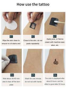 Beauty Sticker قالبان للوشوم المؤقتة لليد بتصميم الكرمة تاتو تاتو ابيض ملصق ووشمشم وشم ملصق وشم وشم - الأسود - مشاهدة 7
