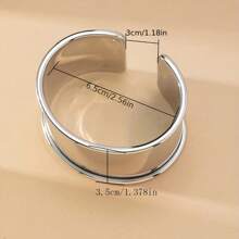 1pc Fashionable Personalized Open-Ended Tinplate Bracelet - Antique Silver - View 2