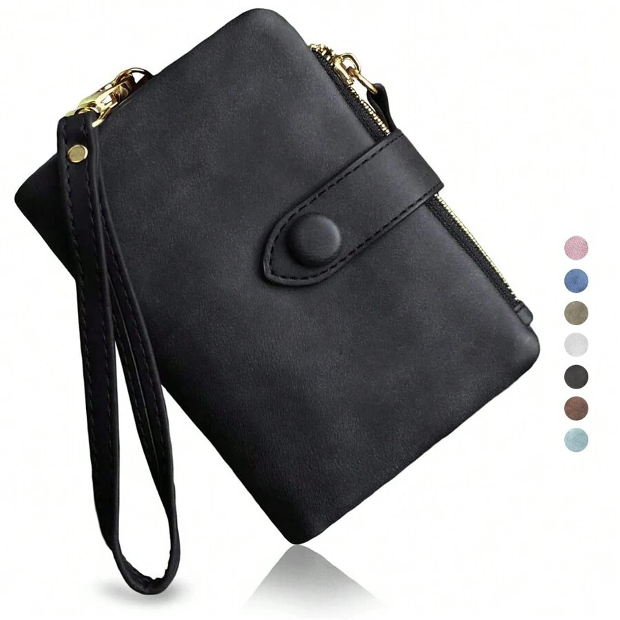 Cartera De Pu De Pequeña Plegable Con Ranura Tarjeta