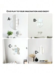 1 miếng dán gương trang trí hình dạng bất đối xứng bằng vật liệu Acrylic dày 2mm, thích hợp cho phòng ngủ, phòng khách, phòng tắm, nhà bếp - Bạc - Xem 5