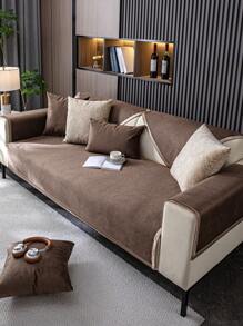 1 pieza Funda de sofá Jaquard de chenilla de color café para sofás de 1/2/3/4 plazas, cubierta de respaldo, cubierta de cojín del asiento, cubierta de descansabrazos, universal para todas las temporadas