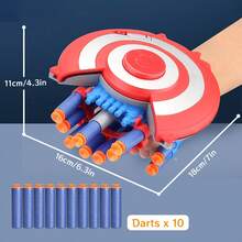 Khiên Súng phóng cổ tay có thể chữa cháy cho trẻ em Bé trai Súng đồ chơi đạn mềm Đồ chơi Avengers Bọt Blaster Chứa 10 viên đạn mềm, Quà tặng cosplay khiên cho lứa tuổi từ 6 tuổi trở lên - phóng khiên - Xem 2