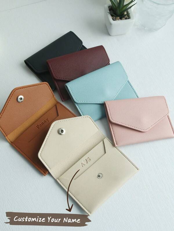 Monedero personalizado, portacartas personalizado, monedero portátil para el cambio con nombre impreso, estilo minimalista, regalo ideal para el cumpleaños de mamá, regalo para mujeres, color borgoña/granate