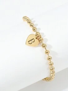 Vòng tay hạt chữ cái đầu 26 chiếc, Vòng tay chữ cái hình trái tim bằng thép không gỉ màu vàng dùng để đeo hàng ngày cho ngày lễ tình nhân, mẹ, mẹ, ngày của mẹ, quà tặng - Nhiều màu - Xem 12