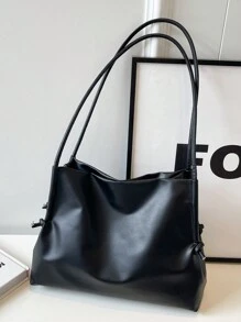 女性時尚簡約PU皮手提包，休閒大容量純色腋下袋，簡約通用日常上班肩袋，便攜旅行度假收納公文包，軟質高品質郊遊購物手提袋