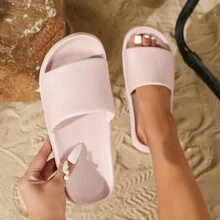 Nuove ciabatte alla moda e versatili in EVA, sandali da uomo e donna per coppie in finta pelle, con texture di alta qualità in pelle, per uso interno ed esterno, bagno, casa, con suola piatta antiscivolo morbida e confortevole, adatte per tutte le stagioni - Rosa antico - Visualizzare 2