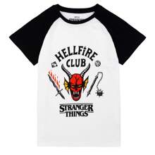 Stranger Things Childrens/Kids Hellfire Club Short-Sleeved T-Shirt (White/Black) - Black - View 1