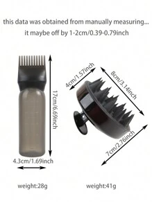 2件套发根梳涂抹瓶，带头皮按摩器洗发刷，染发和头皮护理工具，猫耳造型，美发造型工具，发饰 - 彩色 - 查看 6