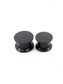 2 Peças Plugues de Túnel de Orelha Pretos de Acrílico com Rosca Interna e Duas Abas Estilo DIY de 3-24mm, Dilatadores, Joias Corporais para Piercing