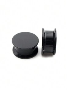2 Peças Plugues de Túnel de Orelha Pretos de Acrílico com Rosca Interna e Duas Abas Estilo DIY de 3-24mm, Dilatadores, Joias Corporais para Piercing