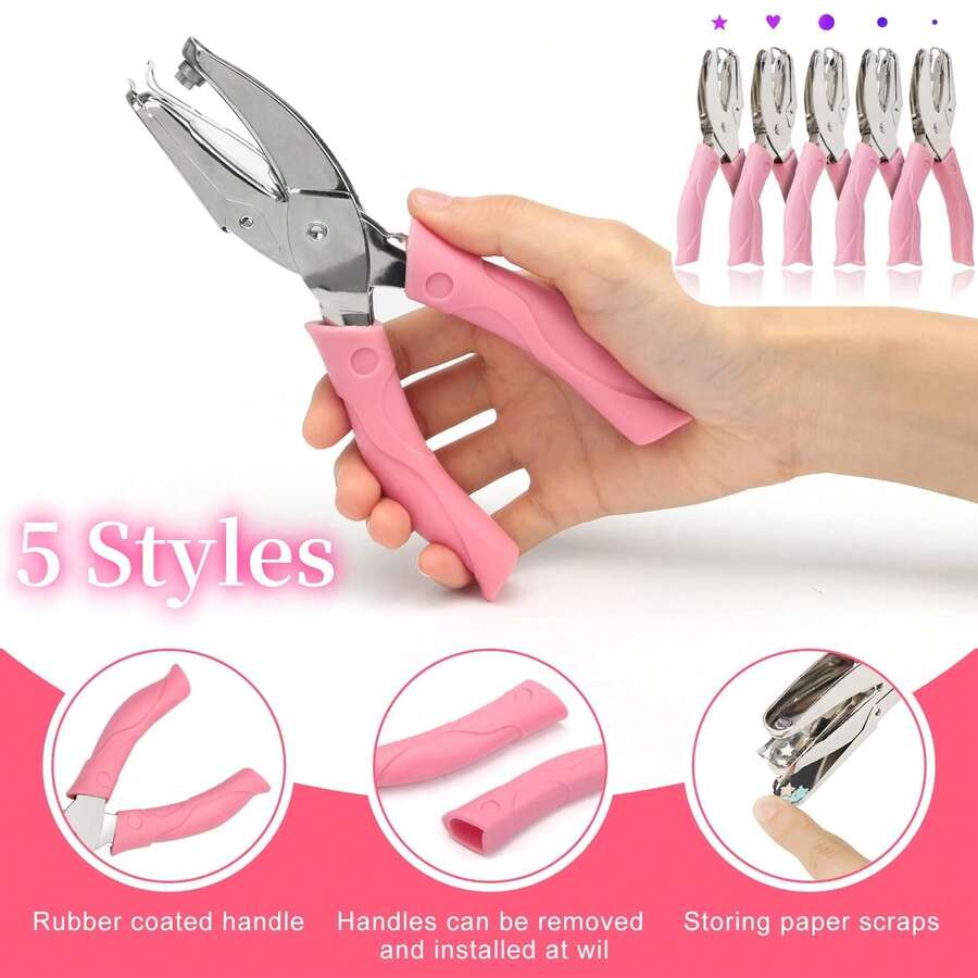 1pc Punch DIY Craft Hole Puncher For Scrapbooking Punch For Scrapbook Paper Cutter Embossing (5Styles) - Pink - View 1