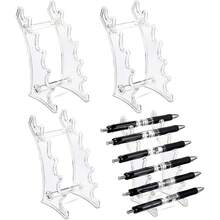 2 个装塑料笔筒，笔展示架 6 槽笔架展示垂直眉笔架化妆刷架收纳架适用于家庭办公室学校用品，2 种款式（透明）化妆刷架收纳架适用于学校办公室家庭商店 - 無色 - 查看 10