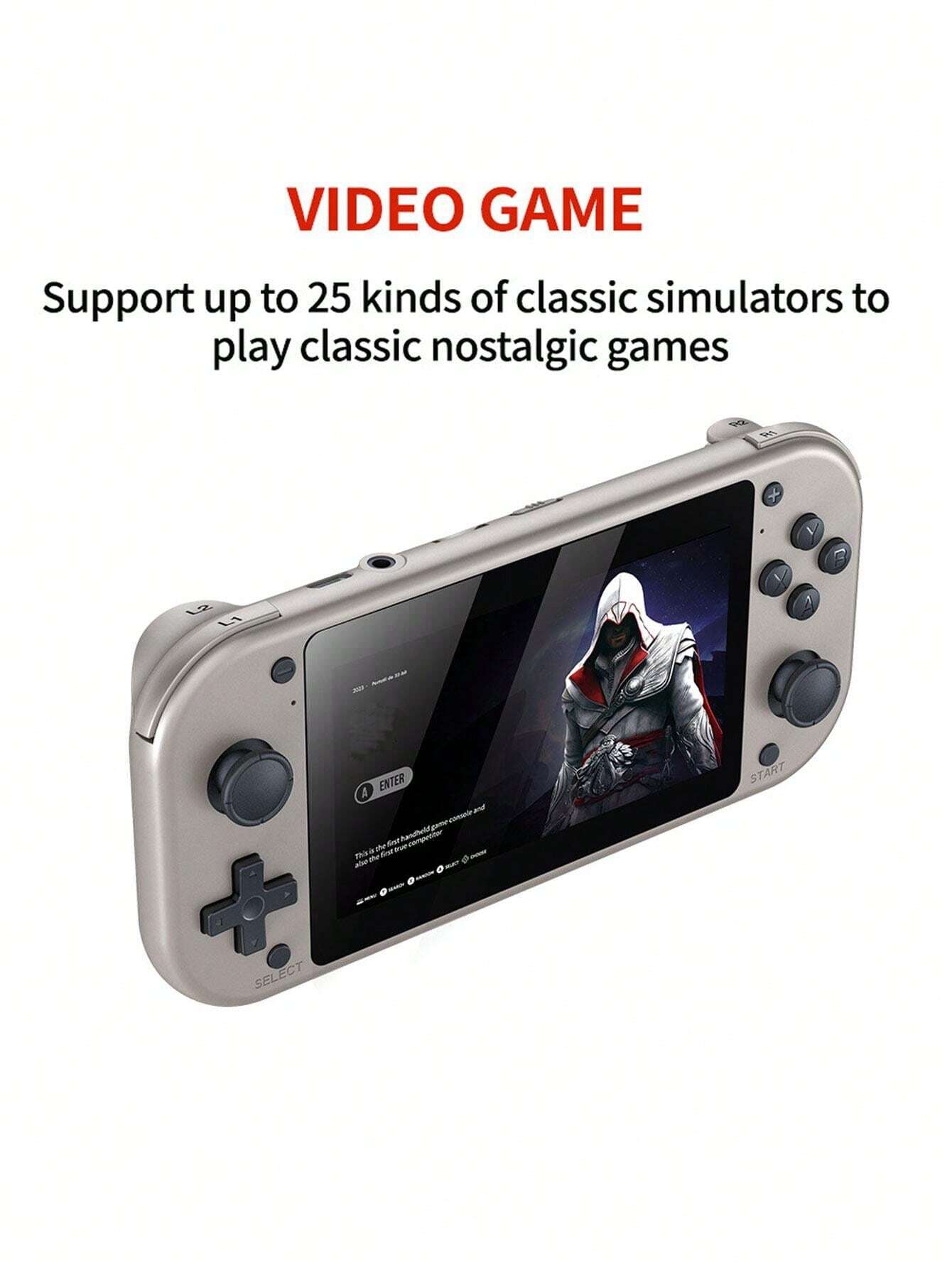 Ugtenversi Consola de juegos portátil R50s, consola de juegos retro portátil, pantalla IPS de 5.1 pulgadas, sistema Linux, precargado más de 15,000 juegos, emulador de más de 20, batería de 4200