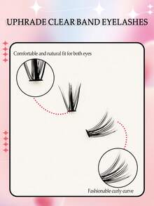 120 กระจุก ขนาด 10-12 มม. เลือกผสม 6 แถว, Eyelash ปลอมแฝดขนาดใหญ่รูปตัว C ขนอีเชสเซนเชียล สำหรับกรเดี่ยว เหมือนจริง - สีดำ - ดู 2