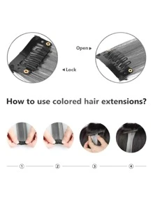 10pcs Multi-Color Clip-In Straight Hair Extensions For Women, Suitable For Daily Wear, Parties, Costumes And Cosplay Girls Princess Party, High Gloss Coloring, 22 Inches, Peacock Blue And Gray Purple - Lilac Purple - View 4