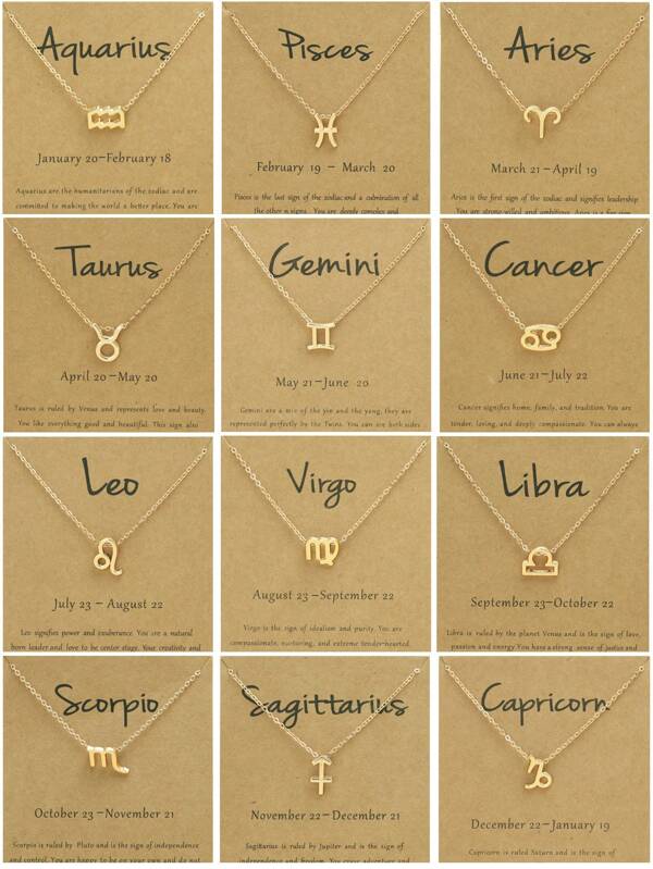 1 buc. Lanț de claviculă cu pandantiv pentru semne zodiacale cu colier de carte de constelație, cadou de zi de naștere