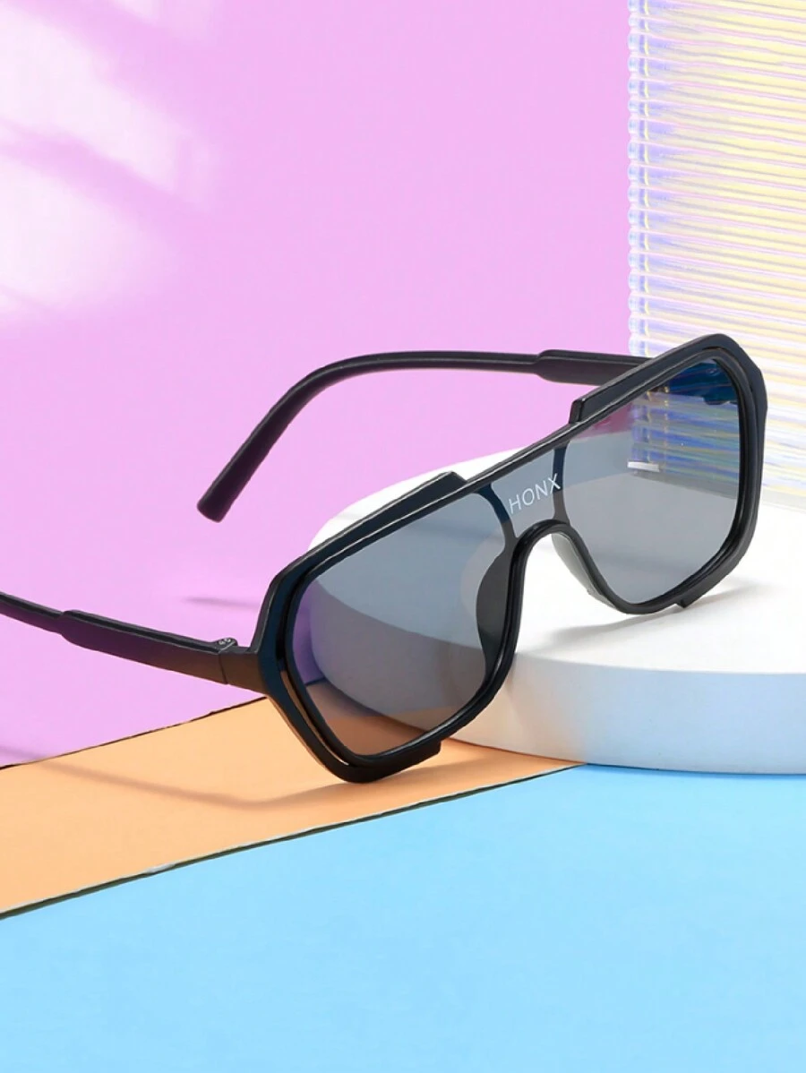 1pc Women's Oversized Polarized Sunglasses - Black - View 1