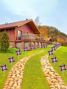 4入組美式國旗風車，紅白藍裝飾，花園風車，國慶戶外裝飾風車，適用於庭院、花園、派對等紀念日活動 - 彩色 - 查看 4