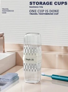 Travel Toiletry Organizer Box For Toothbrush, Toothpaste And Bathroom Accessories With Portable Cup - Stylish Camping Hiking Outdoor Storage Solution - White - View 2