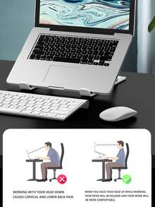 FoBianJie Soporte para portátil individual con elevación plegable, base de enfriamiento, soporte portátil de escritorio portátil compatible con todas las computadoras portátiles, material ABS, diez niveles ajustables - Material de plastico - Ver 8