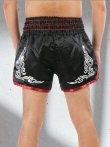 男友款黑色泰拳短裤 男士 WoBoyfriend 款男士复古拳击短裤 跆拳道高级 MMA 格斗队服训练运动健身短裤 - 黑色 - 查看 4