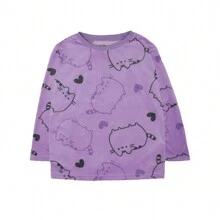 Pusheen Girls All-Over Print Long Pyjama Set (Purple) - Purple - View 2