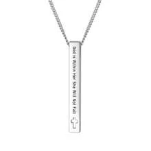 Christian Bible Verse Bar Necklaces For Women,  Faith Inspirational Birthday Jewelry Gift - Silver - View 14