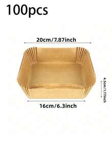 100入組熱風炸鍋食品紙，木漿蒸籠奶酪蛋糕炸鍋配件，炸鍋烘焙紙，廚房食品紙，廚房微波爐紙 - 棕色 - 查看 7