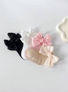 4 Pairs Girls' Ruffle, Bowknot, Floral Design Short Socks - Multicolor - View 2