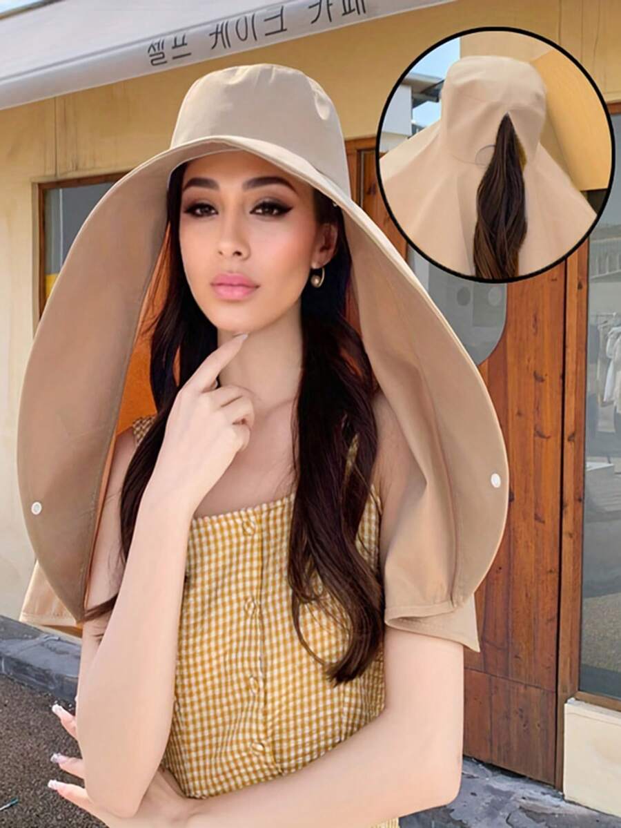 Protective Neck Shawl All-In-One Sunscreen Sun Hat Female Spring And Summer Protection Sun Hat UV Cover Shawl Cap - A - View 1